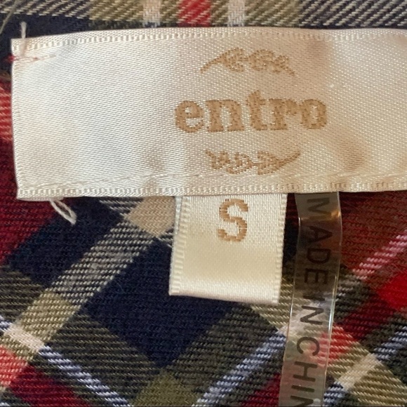 SALE! ENTRO Red Tartan Plaid Longline Cotton Top Tunic Small - Picture 4 of 5
